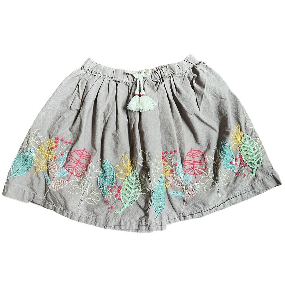 Peek Girls Skirt Elastic Waist Colorfully Embroidered Drawstring Excellent 6 7